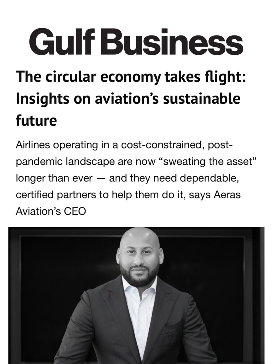The circular economy is reshaping aviation. Engines are restored, reused, and redeployed — cutting costs and reducing impact.  

Read our CEO <a href="/Demetrios_real/">Demetrios Bradshaw</a>’s article in
<a href="/GulfBusiness/">Gulf Business</a>: gulfbusiness.com/insights-on-av…