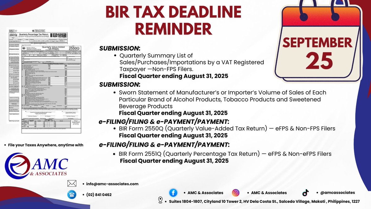 AMC_CPAs's tweet image. BIR tax deadline reminder