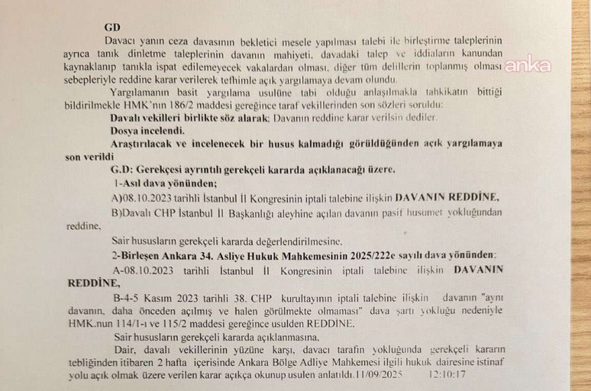 #SONDAKİKA | Ankara 3. Asliye Hukuk Mahkemesi, İstanbul İl Kongresinin iptali davasını esastan REDDETTİ.

Bu durumda hukuken AKP’li kayyum Gürsel Tekin’in İstanbul İl Başkanlığı yok hükmündedir!

Gürsel Tekin, çaycılığa geri dönebilirsin! <a href="/gurseltekin34/">Gürsel Tekin</a>