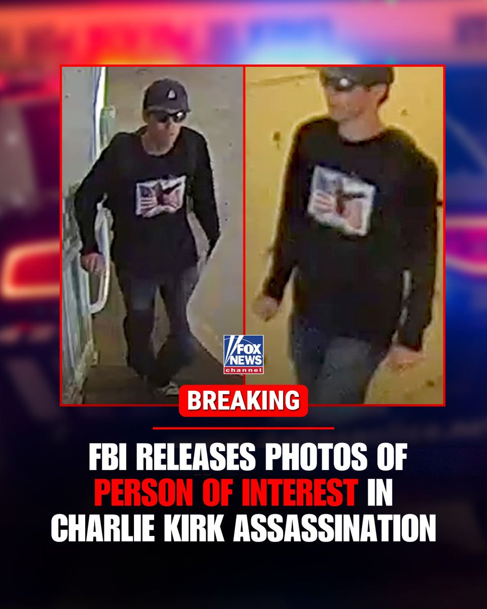 FoxNews's tweet image. 🚨 BREAKING: FBI releases photos of person of interest in Charlie Kirk assassination.