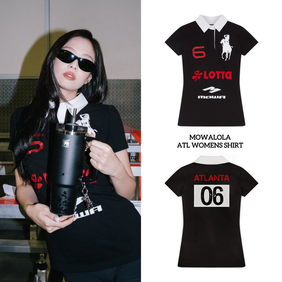 JENNIE is rocking the ATL Women's Shirt by Mowalola and some sizes