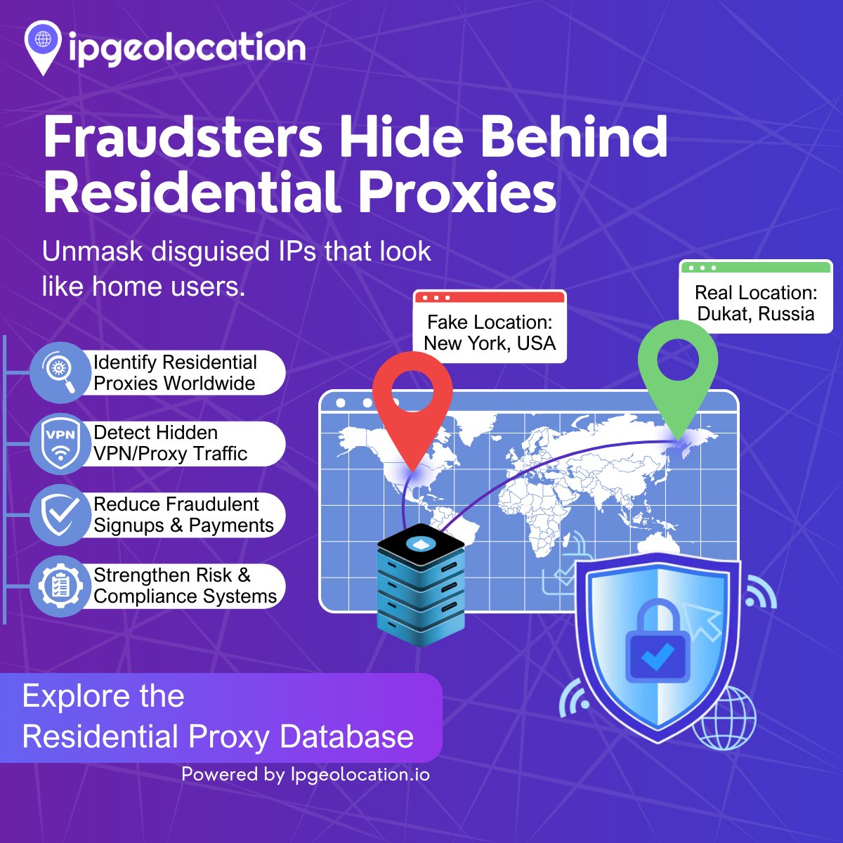 Fraud prevention tip: 🛑 Verify users coming from residential proxies.
Our Residential Proxy DB lists IPs that look like home users but are actually proxy networks.
Integrate it to catch fraud traffic before it slips in.

Explore: ipgeolocation.io/residential-pr…

#Fraud #CyberSecurity