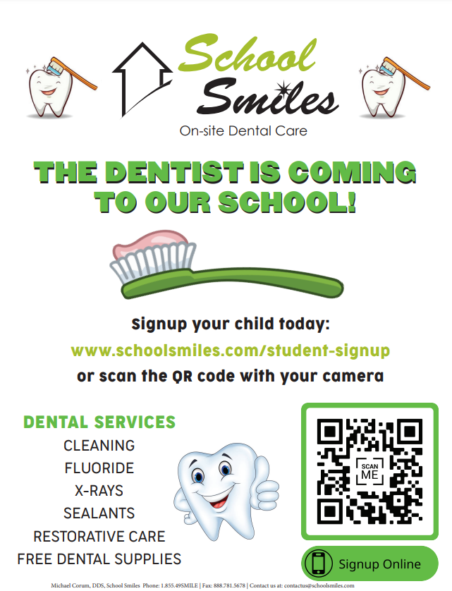 MJHSBlueJackets's tweet photo. The DENTIST is coming to our school!  Sign up your child today! https://t.co/DXF5Q2ZfpG