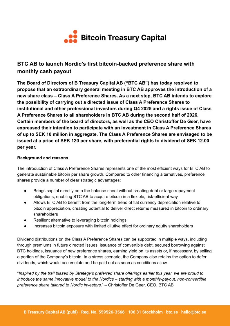 Bitcoin Treasury Capital (@BitcoinTCAB) / Posts / X