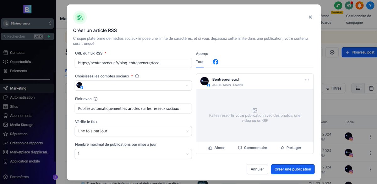 émarrez gratuitement en 60 secondes : https🔧 Un blog qui fait plus que publier !
Avec BEntrepreneur, créez des articles engageants et optimisés SEO, puis partagez-les directement sur vos réseaux sociaux pour générer encore plus de trafic. Simplifie