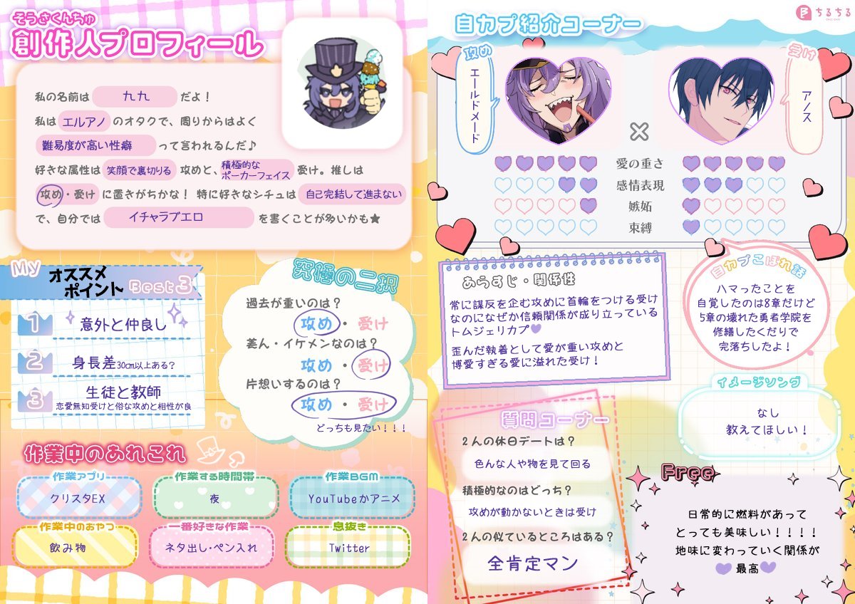 創作人のプロフィール帳やった～！
