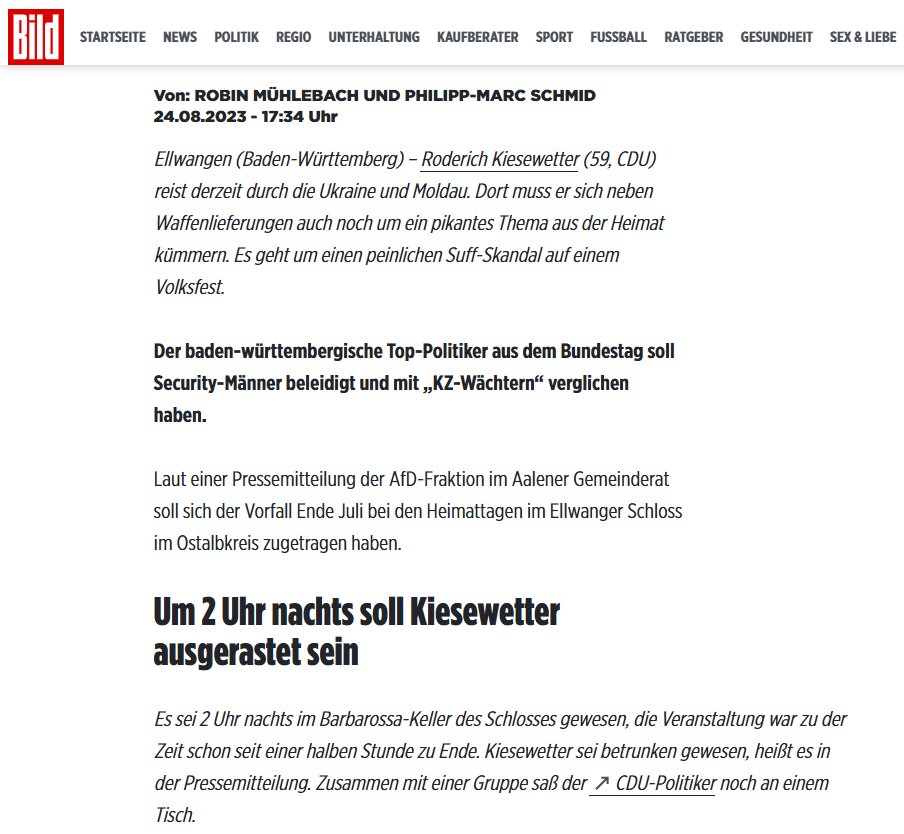 Roderich Kiesewetter tut alles dafür, 🇩🇪 in einen Krieg mit Russland zu verwickeln.

Ich habe den Volksverhetzer und Kriegstreiber wegen des Verdachts der Volksverhetzung angezeigt. Wer Sicherheitspersonal im Suff mit KZ-Wächtern vergleicht, darf Volksverhetzer genannt werden.