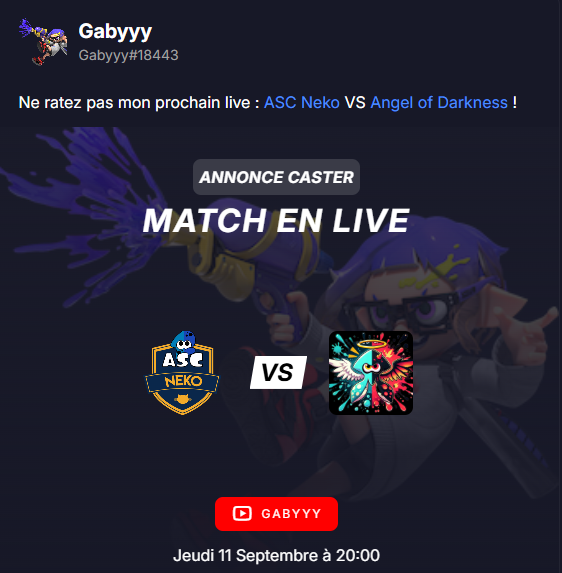 Match de Pré-saison de #LigueEBTV ce soir !
 ASC Neko VS Angel of Darkness  

📺 à suivre a 20h00
 Twitch : twitch.tv/esportbrostv
 Youtube : youtube.com/live/OyFWKs-8o…