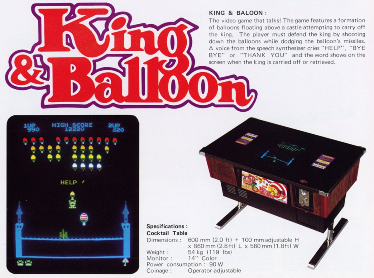 Today's #AFOTD #246 is King &amp; Balloon released by Namco in 1980. This shoot em up was one of the first arcade games with voice synthesis. In the USA, the game was licensed to GamePlan. #Arcade #Gaming #RetroGaming #VideoGames #GamersUnite
