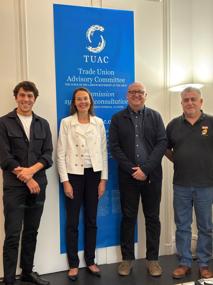 🇨🇱 Delighted to welcome Eric Campos, Secretary General, and Nolberto Díaz Sánchez, Deputy Secretary-General for International Affairs, of our affiliate CUT-Chile, today to TUAC!  

We're proud to make Chilean workers' voices heard at the OECD.