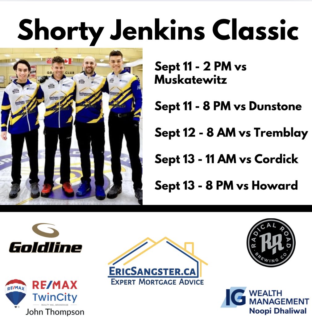 It’s GO time for us at the Cornwall Curling Centre! We’re kicking off our first tournament of the season today at the Shorty Jenkins Classic👊

🎥Find streaming and live scores on our website - teammulima.ca

💻Full event draw schedule: shortyjenkins.com/event-info