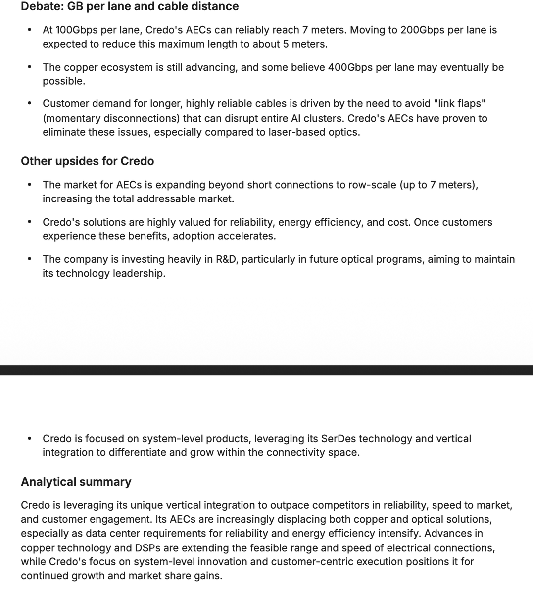$CRDO comments at Goldman emphasize why the stock is up 126% YTD.  The vertically integrated nature of their approach is their main differentiator.  AND, I love the purple cable branding.