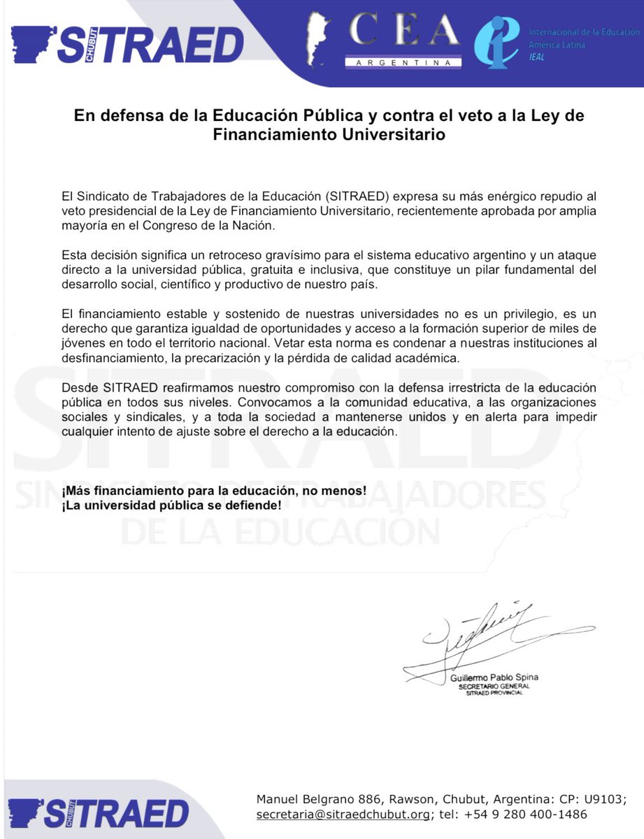 SITRAED Chubut tweet media