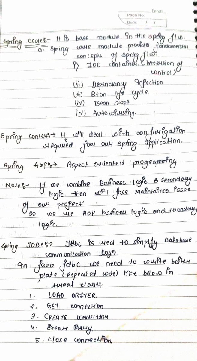 MayankSang253's tweet image. 🚀 Day 16 of my Java Full Stack Journey
Today I  learned:
-&amp;gt;Spring Modules overview
-&amp;gt;Coupling in applications
-&amp;gt;Dependency Injection (DI) – reducing tight coupling
-&amp;gt;Core concepts of the Spring Framework
#Java #Spring #SpringCore #FullStackDeveloper #100DaysOfCode