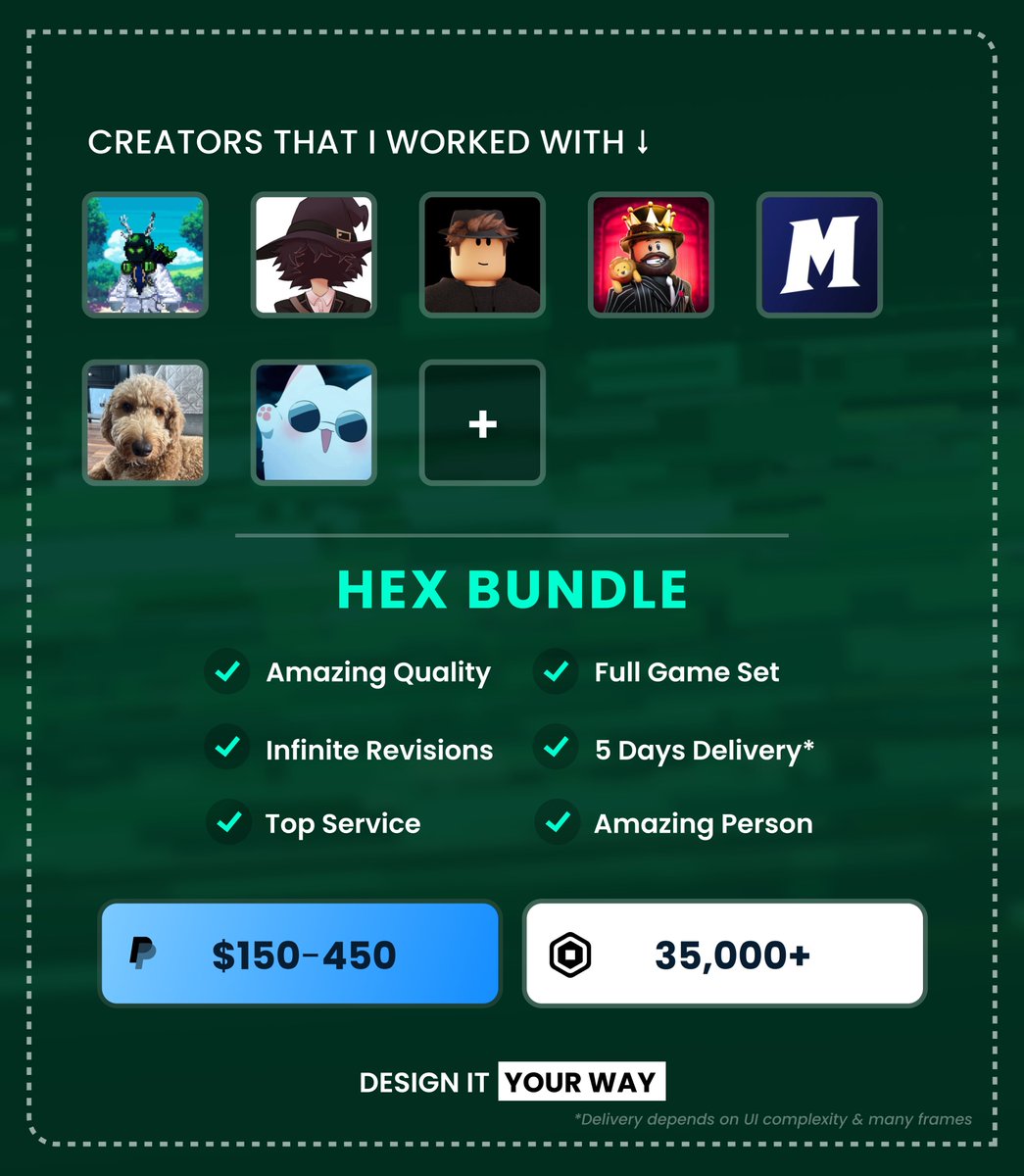 UI Commissions are Open  
3 Slots Open  

DM me if you're interested :)  

#RobloxDevs | #RobloxUI