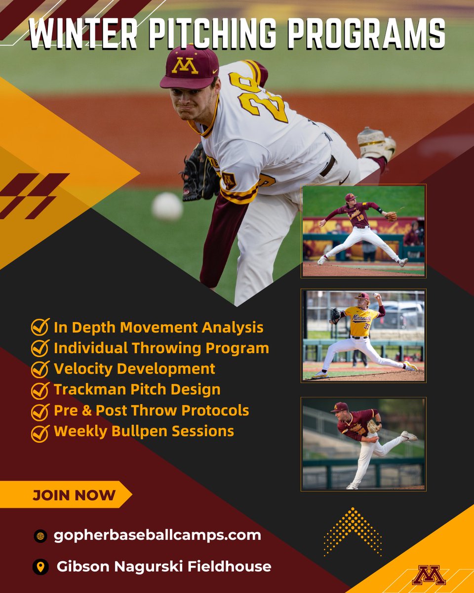 Gopher Baseball Camps (@gopherbbcamps) on Twitter photo Winter Pitching Camps for all ages are available w/ <a href="/GopherBaseball/">Minnesota Baseball</a>!
*NEW* this year is the Winter Pitching Program. The 10 week program is designed for advanced player development
The 4 week pitching camp remains a staple in Gopher pitching development
gopherbaseballcamps.com Winter Pitching Camps for all ages are available w/ <a href="/GopherBaseball/">Minnesota Baseball</a>!
*NEW* this year is the Winter Pitching Program. The 10 week program is designed for advanced player development
The 4 week pitching camp remains a staple in Gopher pitching development
gopherbaseballcamps.com