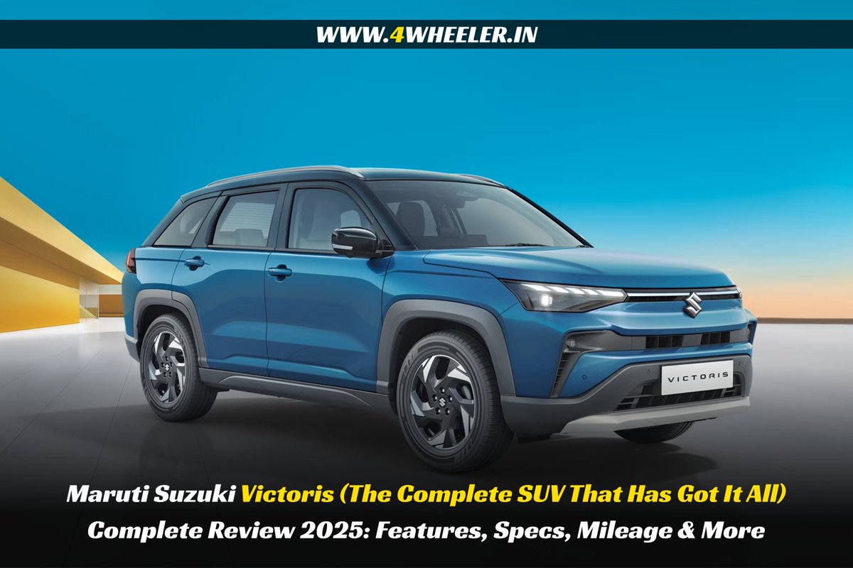 4Wheeler_in's tweet photo. NEW: Maruti Suzuki Victoris - The SUV that's "Got It All"? Our detailed review explores the Strong Hybrid tech, advanced safety &amp; premium features 🚗

🔗 Read the full review: https://t.co/kDOT7M3dNY

  #MarutiSuzuki #Victoris #SUV #HybridCar #4wheeler #Car #New #Auto #Latest https://t.co/5bwKzkXSbe