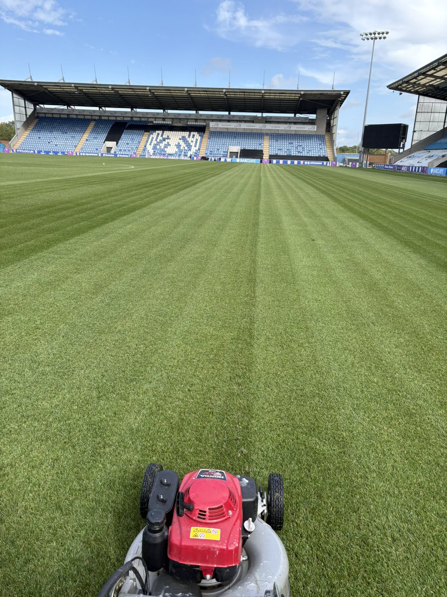 BradJefferies11's tweet photo. Great to continue the clean out operation at the stadium. Verti cut on Tuesday and double uni rake then Honda. Spray tomorrow ready for the next game on Sunday where we then enter a prior of 13 games in 42 days! (nearly every 3 days) Keeping it clean & healthy #WorldClassBasics https://t.co/UOYKOCxmJc