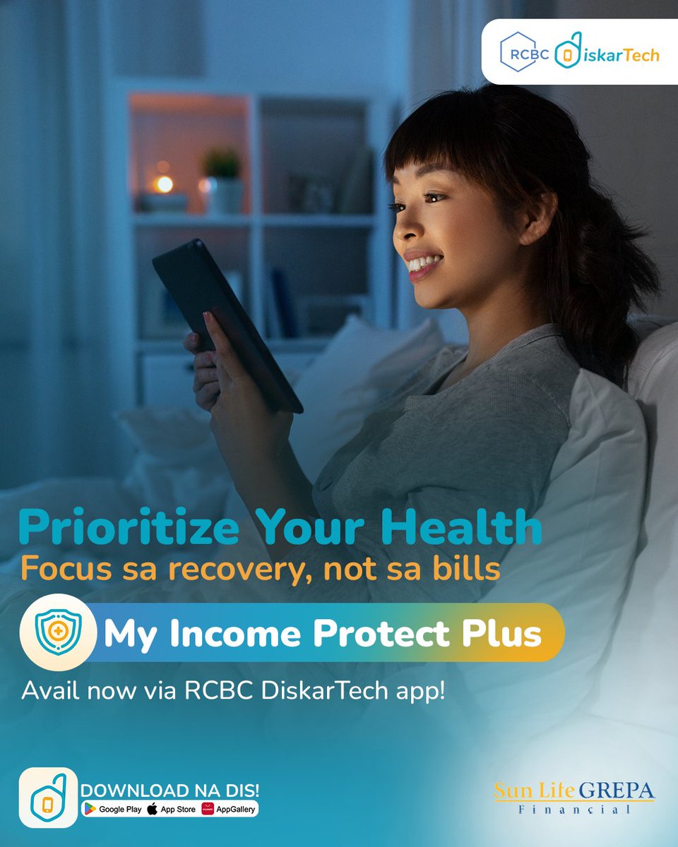 rcbcdiskartech's tweet image. Ang healing journey, dapat walang stress sa hospital bills. Get secured with My Income Protect Plus! Avail now via RCBC DiskarTech app. ❤️✨

#RCBC #GoForMore #RCBCDiskarTech