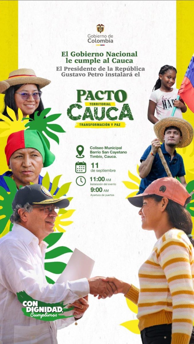 Hoy comienza a ser realidad el #PactoCauca.

Cuando se presentan hechos de violencia en el Cauca que nos duelen a todos, siempre se le pide al Gobierno de @PetroGustavo una respuesta integral y estructural.

Bueno, esta es.  

No es un anuncio, nuestro gobierno lleva meses