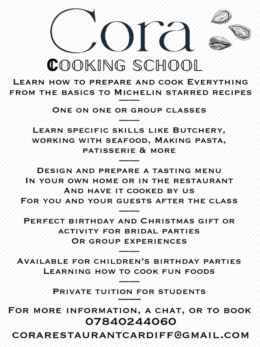 Now taking bookings for cooking classes 😊
