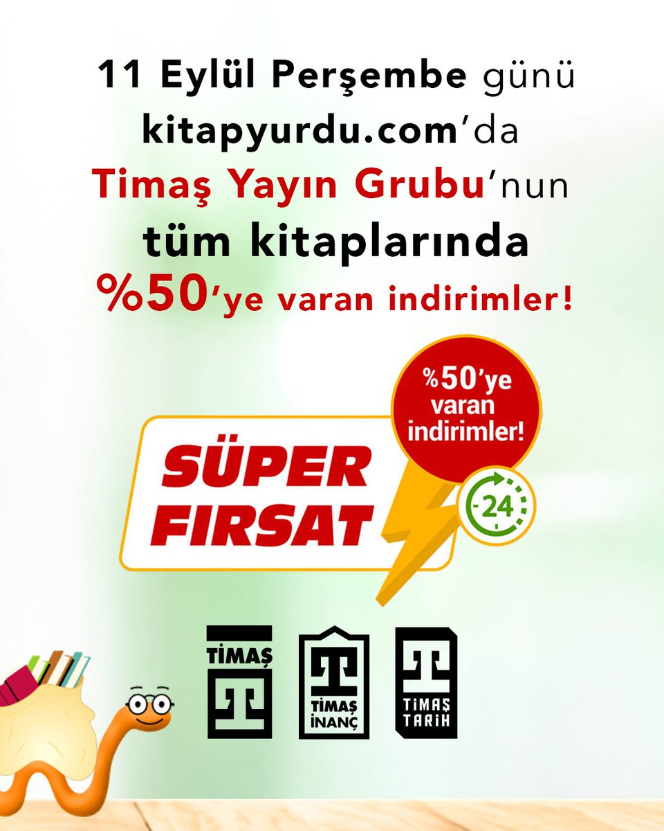 Benim ve diğer tüm Timaş Yayınları kitaplarını bugüne özel %50 indirimle kitapyurdu.com adresinden alabilirsiniz.
Bu fırsatı kaçırmayın derim.