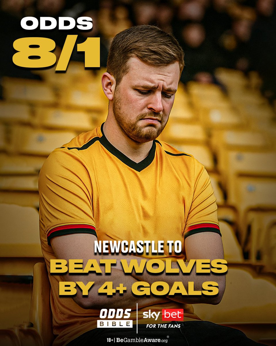 Wolves fans… brace yourselves 😅

According to the Hardest Done By Report, no Premier League side has a worse goal difference over the last five seasons than Wolves, a brutal -84   

With Newcastle up next, the <a href="/SkyBet/">Sky Bet</a> odds are 8/1 for Wolves to lose by 4 or more this weekend AD