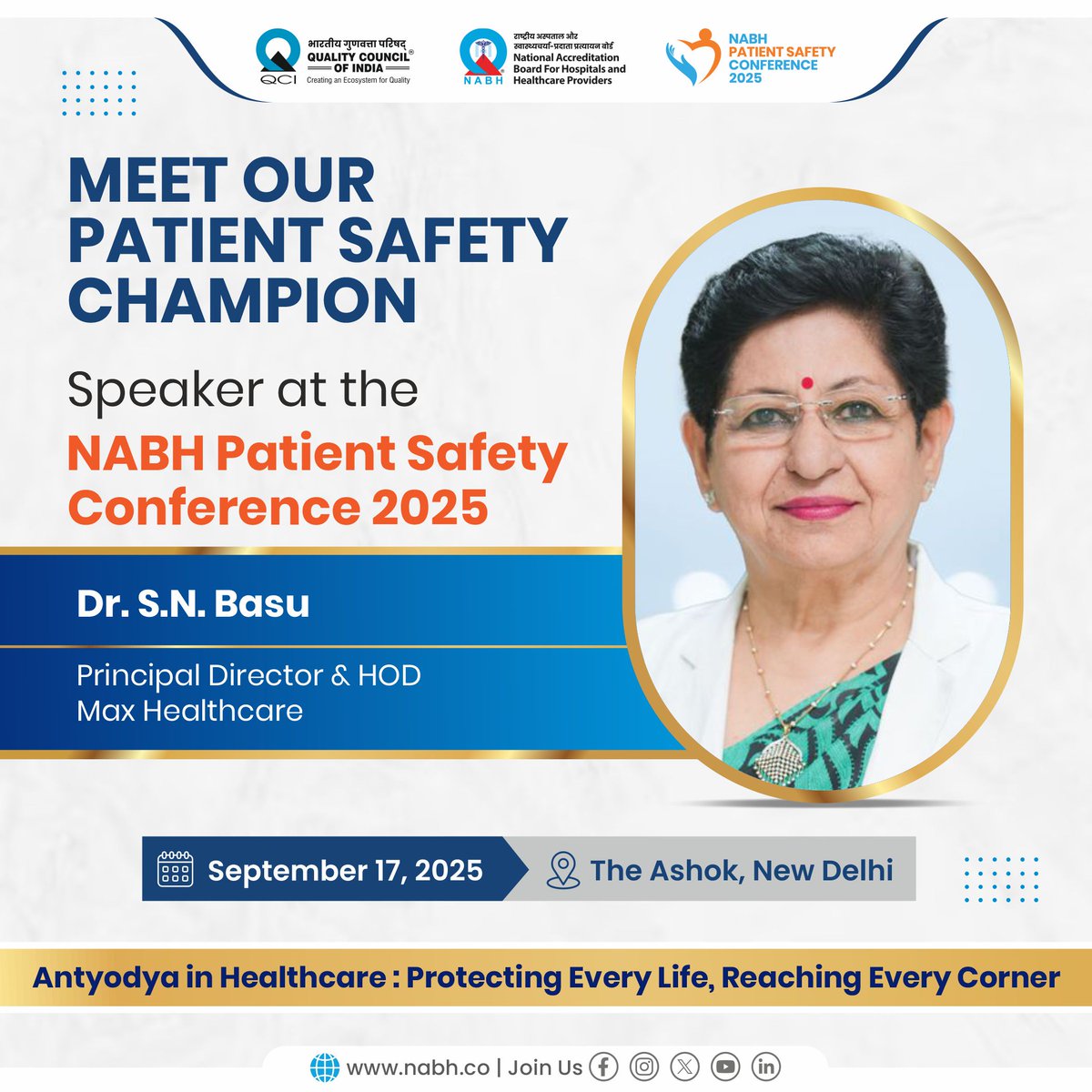 NABH_QCI's tweet image. 🌟 NABH #NPSC 2025: Meet Our Patient Safety Champion – Dr. S.N. Basu 🌟  

Dr. S.N. Basu, Principal Director &amp;amp; Head of Department – Max Healthcare, is a distinguished expert in Obstetrics, Gynaecology, and Infertility with decades of clinical and academic excellence.  

A Gold