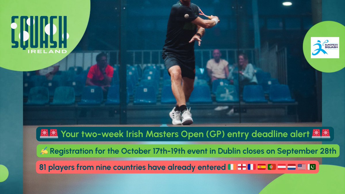 Time to get this locked in... 🔒 #ireland #irishsport #stepintosquash <a href="/EuropeanSquash/">European Squash Federation</a>  

europeansquash.com/event/irish-ma…