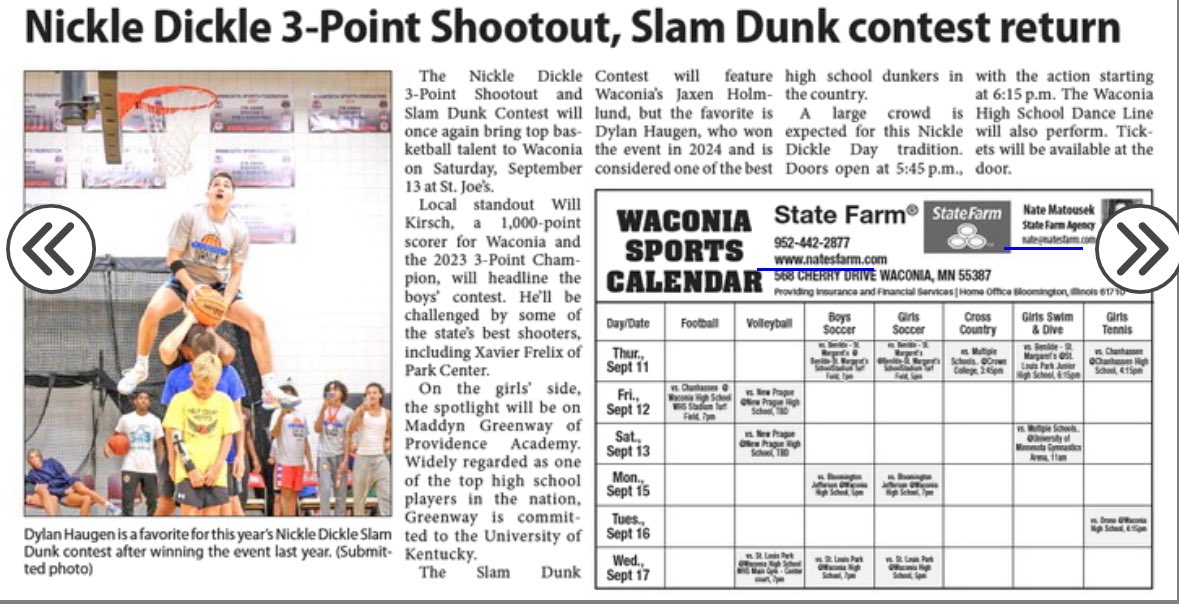 The great Waconia Patriot newspaper breaks down the Nickle Dickle 3-Point Shootout and Slam Dunk Contest!