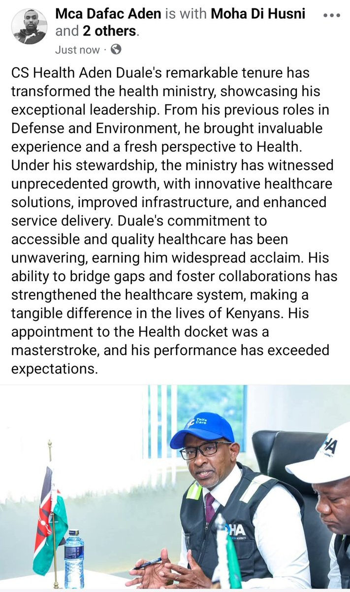 DafacAden's tweet photo. @HonAdenDuale 
THE PERFORMER. https://t.co/vCyrELXPq6