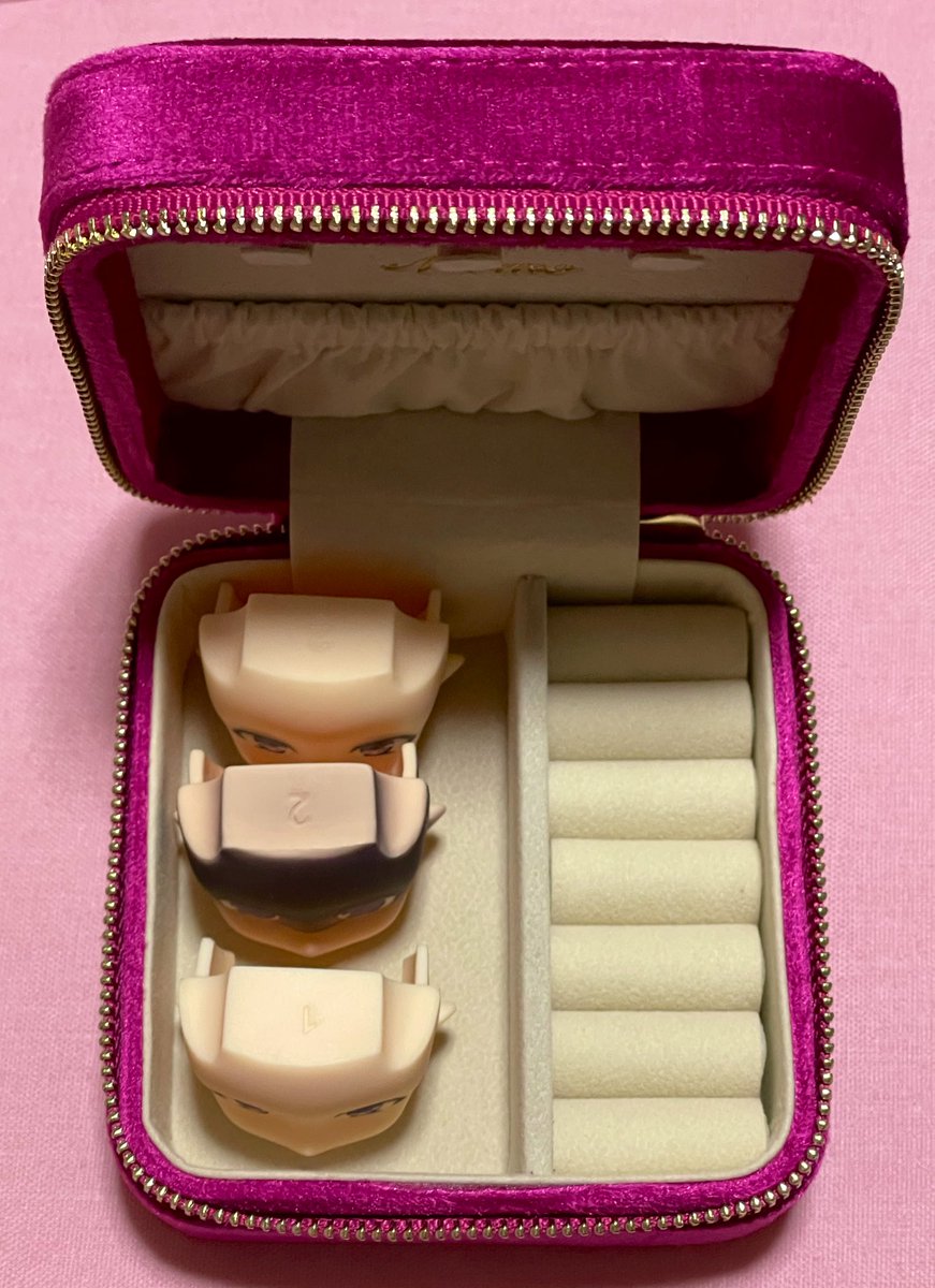 そういえば、百だけ買ったジュエリーケース
ねんどろフェイス、お互いが干渉しないよう保護しても、並べたら2つ、立てたら3つはいけそう( *´艸｀)
よい買い物だった💎