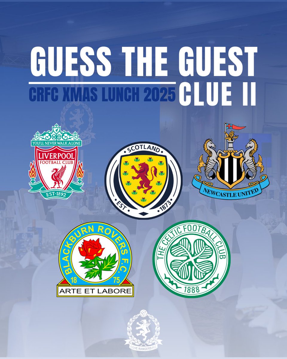 CoveCommercial's tweet photo. The excitement is growing as we count down to the 2025 CRFC Christmas Lunch 🎄⚽. 

We’ve promised a legendary guest, and today we’re dropping another hint 👀. 

A name known across football, admired by many. 

Clue two is here…any closer to cracking it✨? 

#CRFCChristmasLunch https://t.co/qQdUlwNcG0