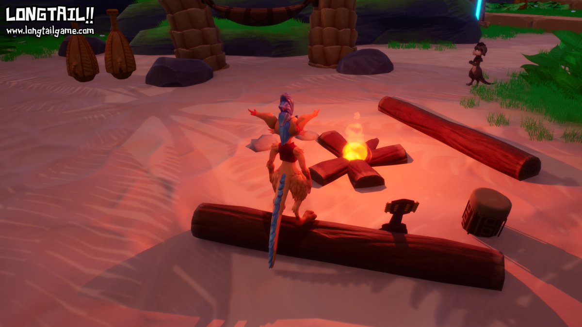 Longtail's favorite beach activities include climbing a palm tree, diving  on the coast, watching sunset and enjoying campfire! 🌴 🏊‍♂️ 🌅 🔥 

#indiegame #gamedev #3dplatformer
