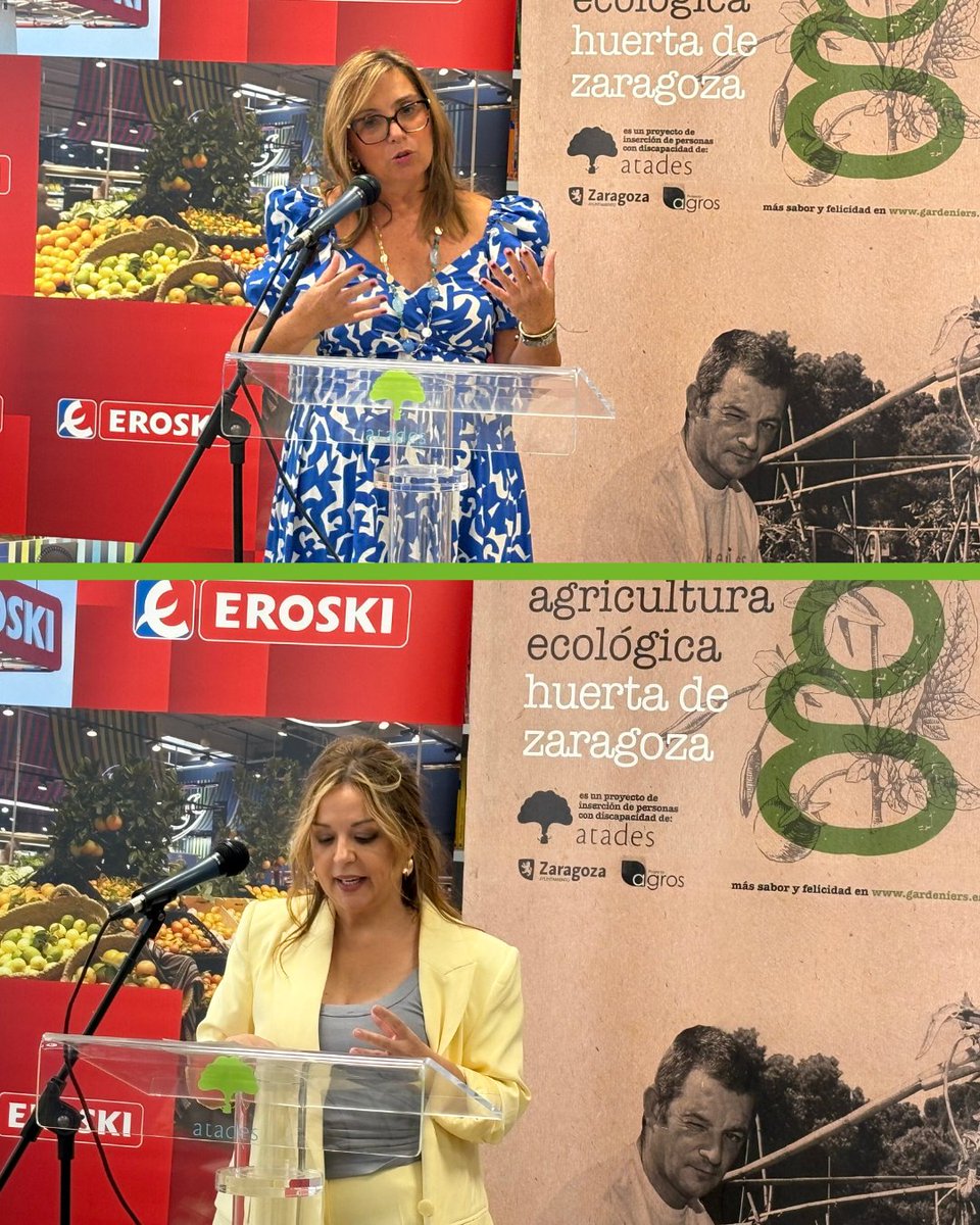 💚 Han intervenido Antonio Rodríguez, presidente de <a href="/somosatades/">ATADES</a>; el gerente de ATADES, <a href="/farrizab/">Felix Arrizabalaga</a>; la responsable Regional de <a href="/EROSKI/">EROSKI</a> en Aragón, Pilar Cristóbal; la directora general de Promoción Agroalimentaria del <a href="/GobAragon/">Gobierno de Aragón</a>, Amparo Cuéllar.