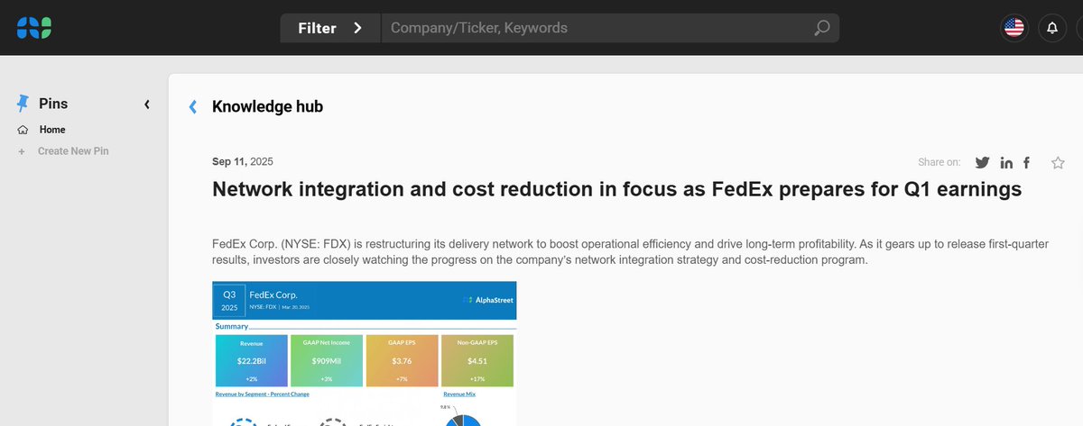 As FedEx (FDX) gears up to release first-quarter results, investors are closely watching the progress on the company’s network integration strategy and cost-reduction program. <a href="/FedEx/">FedEx</a> 
#fedex #FDX #cargo #parcel #earnings #ups 

app.asai.alphastreet.io/test-drive/kno…