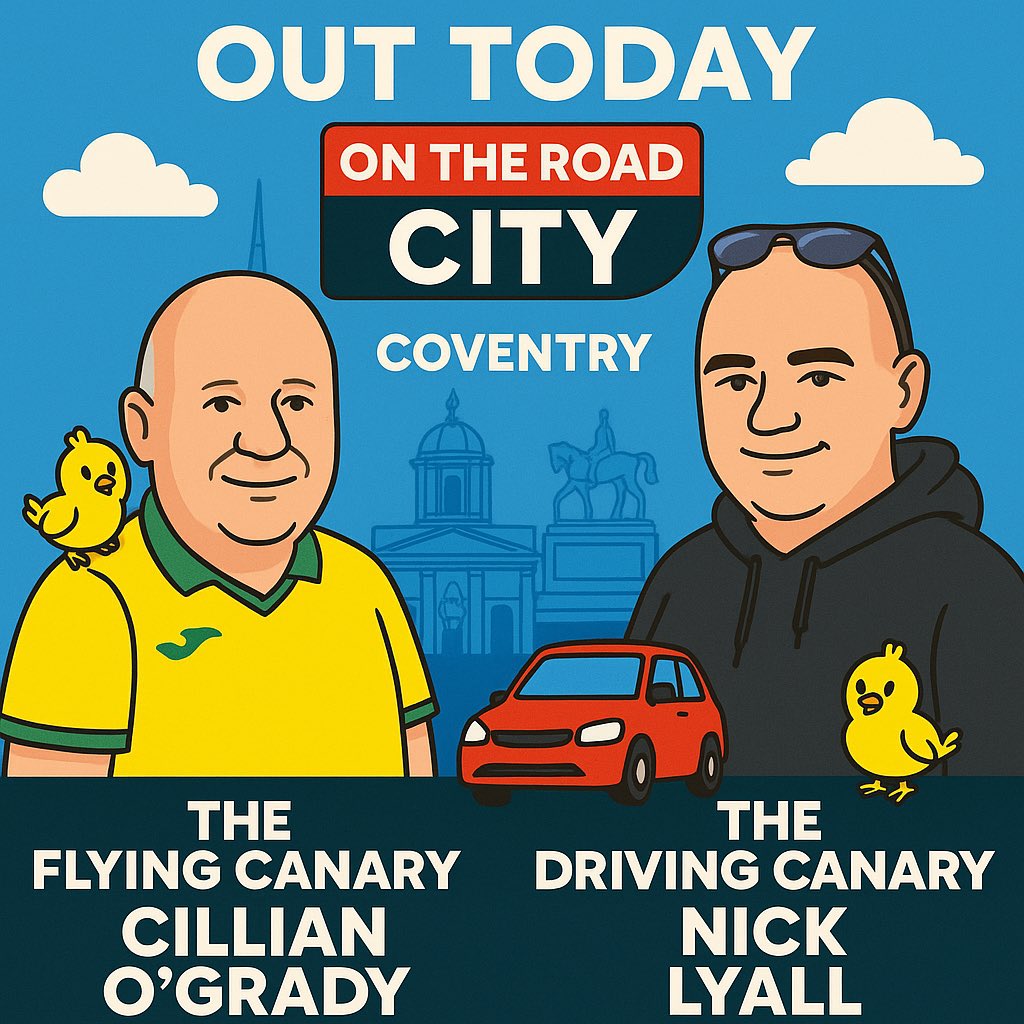 🚗💛 On The Road City is back!

We’ve got another episode dropping later today ahead of our trip to Coventry this weekend ⚽🏟️.

Join The Flying Canary 🐤 Cillian O’Grady &amp; The Driving Canary 🚗🐤 Nick Lyall for the journey, laughs, and all things Norwich City 💚💛