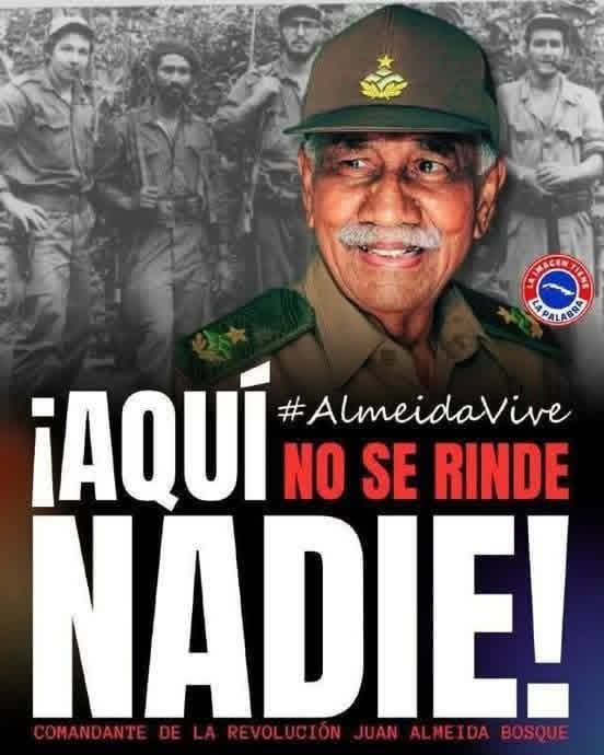 #CubaViveEnSuHistoria 
#CubaEstáFirme 
Recordamos al comandante Juan Almeida Bosque un hombre humilde que llegó a contar con la confianza de Fidel por su compromiso y su consecuencia revolucionaria: así te recordamos comandante.