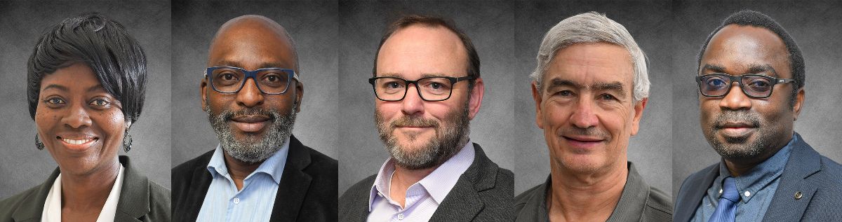 UMESSANS's tweet image. SANS welcomes our newest faculty members, from left: Bernice Bediako, chemistry; David Brown, animal science; William Burke, agricultural economics; David Die, distinguished research scientist, NOAA LMRCSC; Abiodun Omotayo, applied economics. @umesnews
