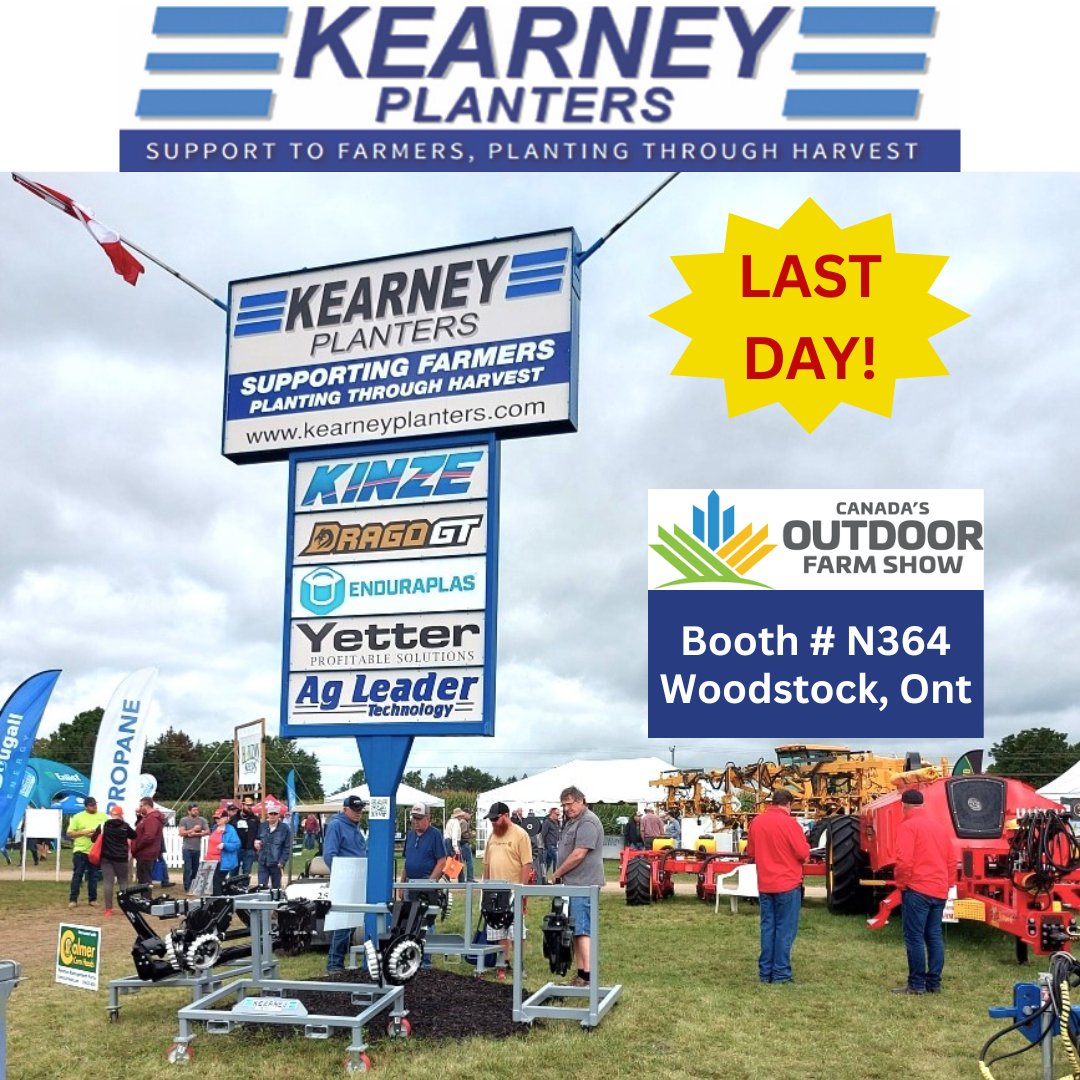 @kearneyplanters Today is the last day of Canada’s Outdoor Farms Show in Woodstock, Ontario. Come see us in Booth N#364. We look forward to seeing you there! #COFS #FarmShow #ShowDay #SeeYouAtTheShow