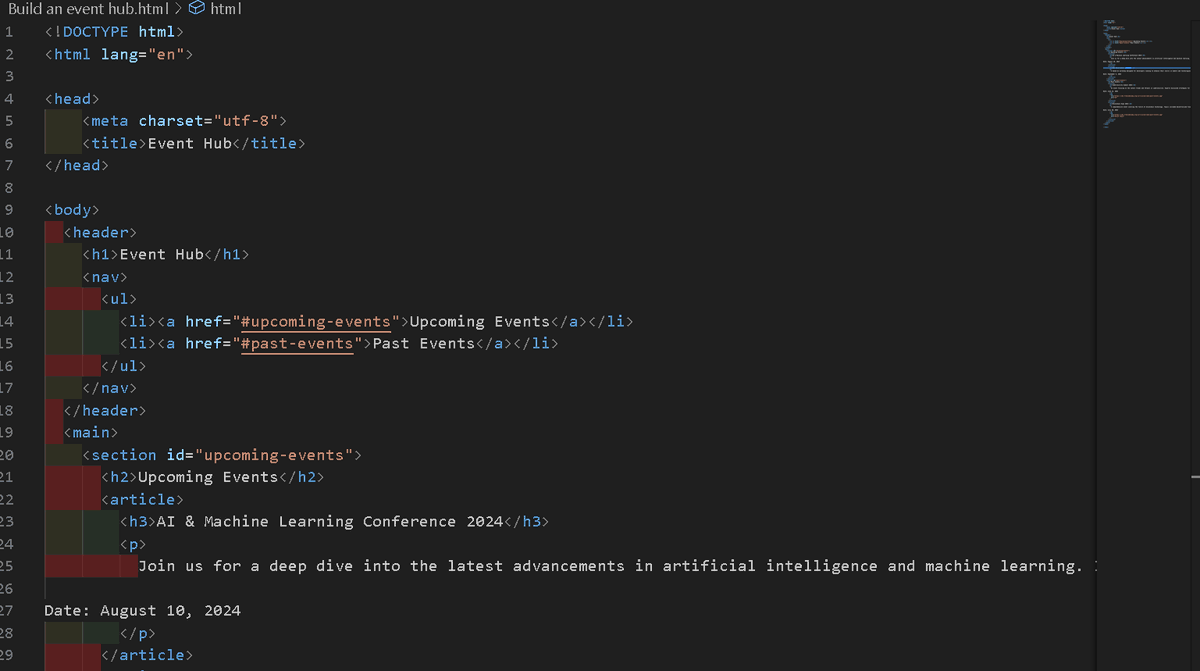 DRex_code's tweet image. 🚀 Just built a clean Event Hub page with pure HTML5!
Features upcoming &amp; past events with semantic tags (&lt;header&gt;, &lt;section&gt;, &lt;article&gt;).
Screenshot below 👇
#HTML #WebDev #100DaysOfCode