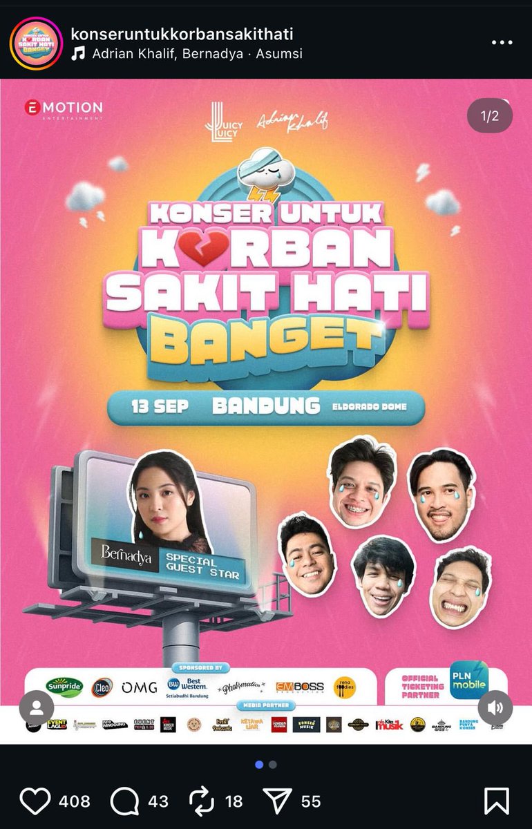 haatchiii's tweet photo. WTS 2 TIKET KONSER JUICY LUICY, ADRIAN KHALIF, &amp; BERNADYA
Bandung 13 september 2025
Harga beli 551ribu
Jual di harga 450ribu ajaa

#wts #kukshb #bandung #bernadya #juicyluicy #adriankhalif https://t.co/H7DEiF3JVR