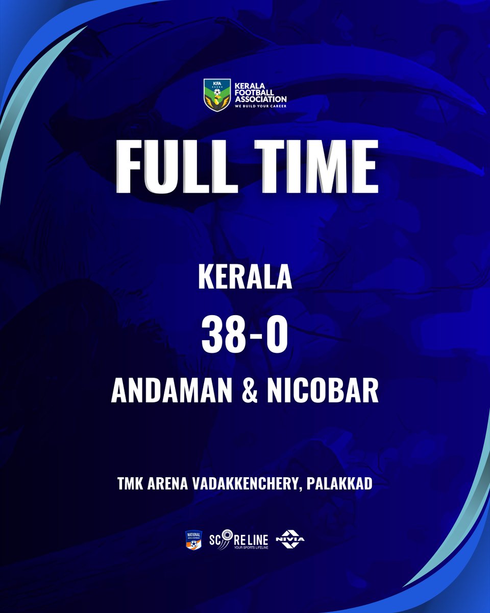 keralafa's tweet photo. ⚽ A Historic Start for Kerala!

Our girls kicked off the Senior Women’s NFC 2025–26 in style, smashing Andaman &amp; Nicobar with a record-breaking 38–0 victory in Palakkad. 🔥

Kerala Football is on a mission – and this is just the beginning! 🚀

#KeralaFootball #SeniorWomensNFC https://t.co/XhNdsrbptA