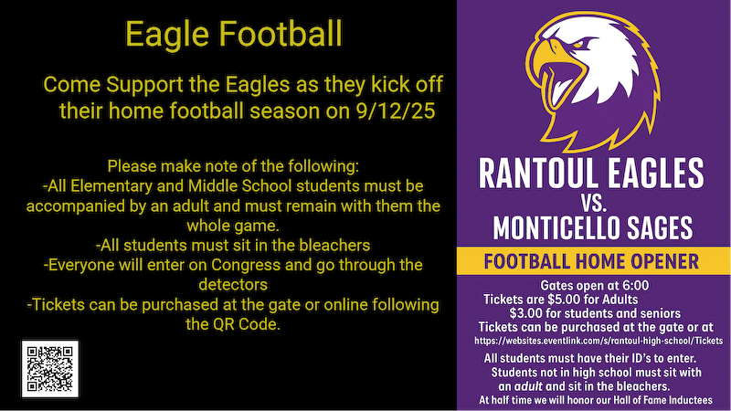 Come support your Eagles on their home opener on Friday Night.   A few reminders for all fans.