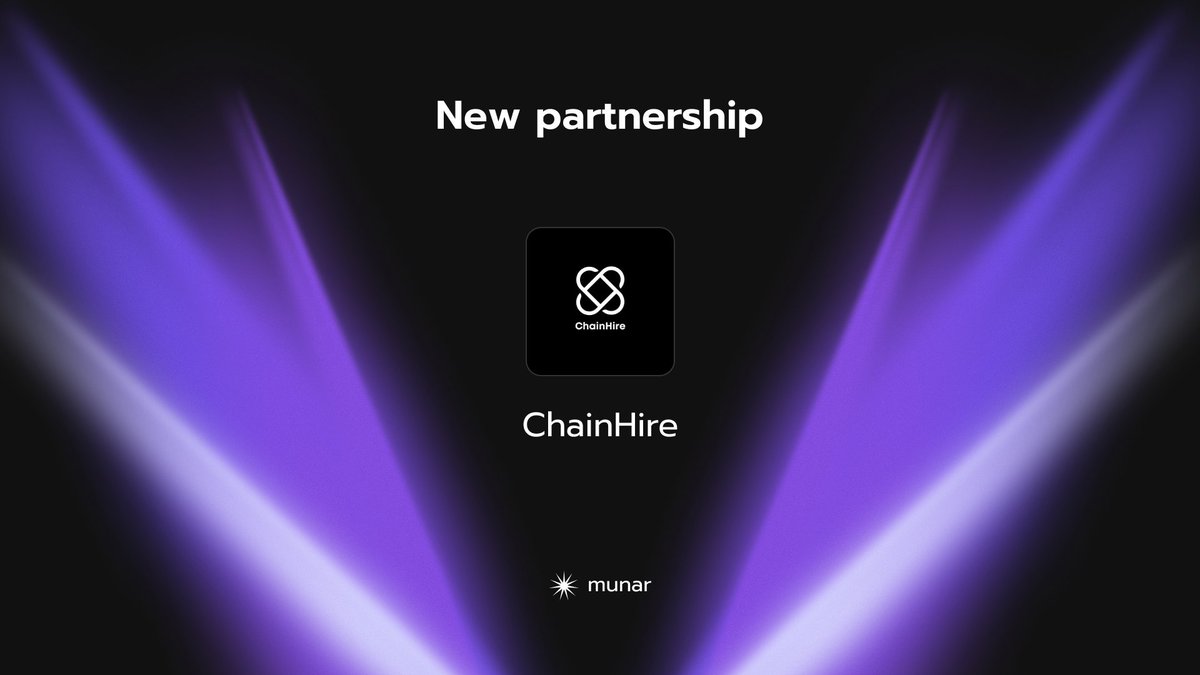 New partnership: Munar AI x <a href="/chainhire_x/">ChainHire | Web3 Services • Projects • Roles</a> 

ChainHire —  Web3 jobs &amp; partner directory with curated shortlists and warm intros to projects, vetted providers, tools &amp; investors.

As part of the partnership, we have published an application for the upcoming round on the CH platform.