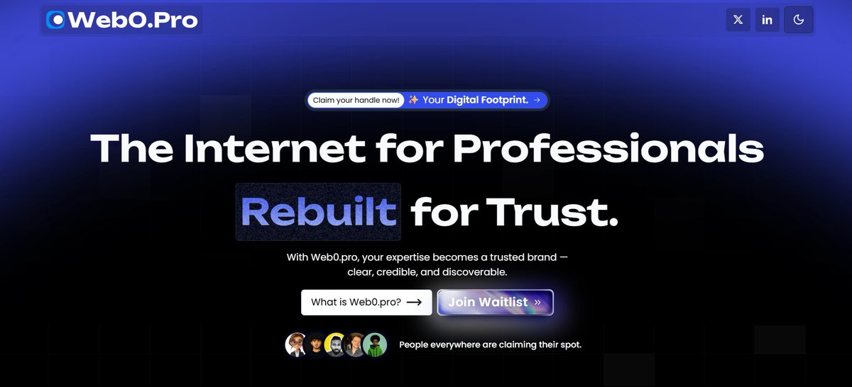 SuryaRajput_'s tweet photo. Been quietly building something I wish existed:
A platform for professionals to build personal brands that actually stand out (without the noise of LinkedIn).
It’s called Web0.

Waitlist is now live → https://t.co/gHGNBvzEQX

If you’re into building in public, you’ll love this. https://t.co/X6fRDk6ZS5