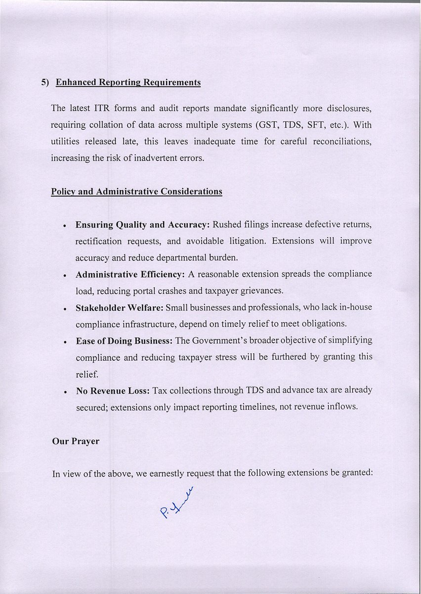 Hyderabadchart2's tweet image. HCAS has represented to Hon’ble FM @nsitharaman seeking extension of ITR &amp;amp; Audit Report due dates (AY 2025–26).

Delayed utilities, portal issues &amp;amp; overlapping compliances make extensions crucial for accurate &amp;amp; stress-free compliance.

@FinMinIndia @IncomeTaxIndia 
#HCAS