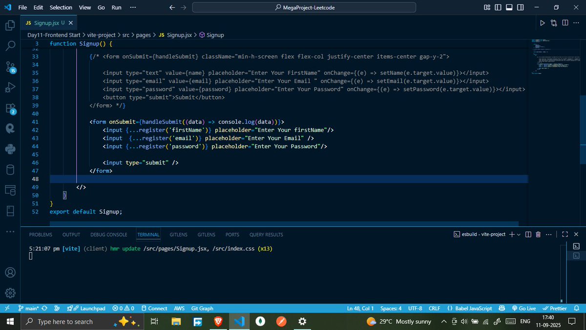 savita_gurjar30's tweet image. Topic: MegaProject: Leetcode

@rohit_negi9

Lecture 11: Frontend Start 

GitHubRepo:github.com/savigurjar/Lee…

 #LeetCodeProject #MegaProjectSeries #CoderArmy #RohitNegiBhaiya