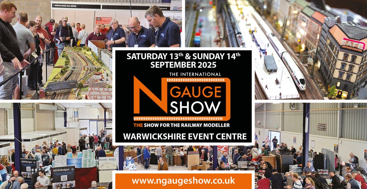 🚂 The International N Gauge Show is THIS WEEKEND!
📍 Warwickshire Event Centre
🗓️ Sat 13th &amp; Sun 14th Sept

🎟️ Tickets: ngaugeshow.co.uk or pay on the door
🚗 Free parking
☕ On-site restaurant &amp; coffee shop

A must-visit for N Gauge fans — don’t miss it!