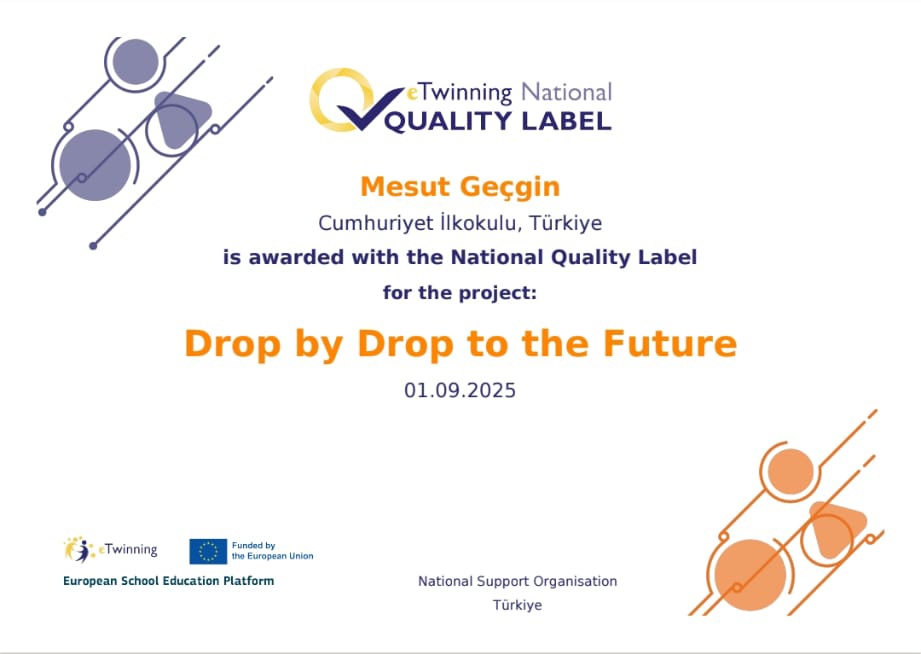 Öğretmenimiz Mesut GEÇGİN, yürüttüğü eTwinning projeleriyle 2 Ulusal Kalite Etiketi almaya hak kazanmıştır. 🎉👏 Öğrencilerimizin aktif katılımı ve işbirliği kültürüyle gelen bu başarıyı kutluyor, nice yeni başarılar diliyoruz!
<a href="/Diyarbakirmem/">Diyarbakır İl Millî Eğitim Müdürlüğü</a> 
<a href="/cinarkaymakamlk/">T.C. Çınar Kaymakamlığı</a> 
<a href="/cinar21mem/">Çınar İlçe Milli Eğitim Müdürlüğü</a>